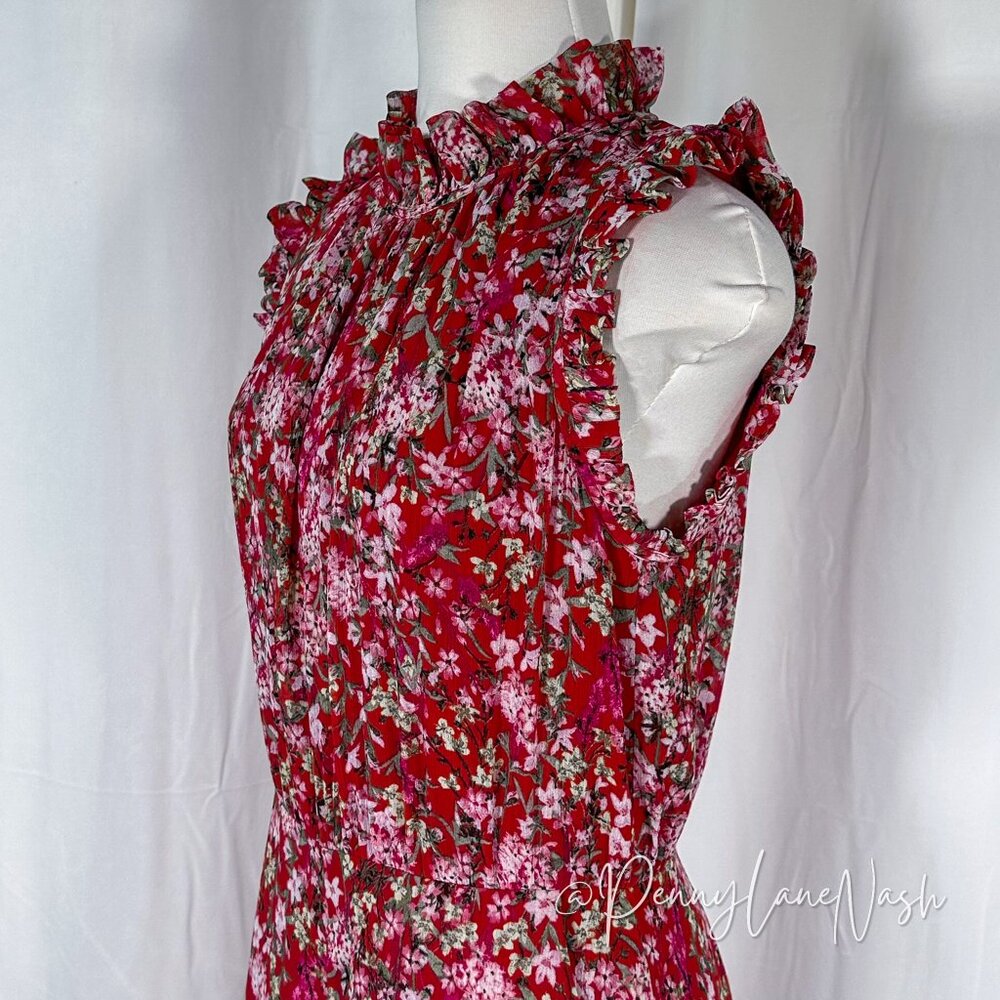 Anthropologie Ali & Jay Troubadour Red Floral Sleeveless Ruffle Jumpsuit - Picture 4 of 14